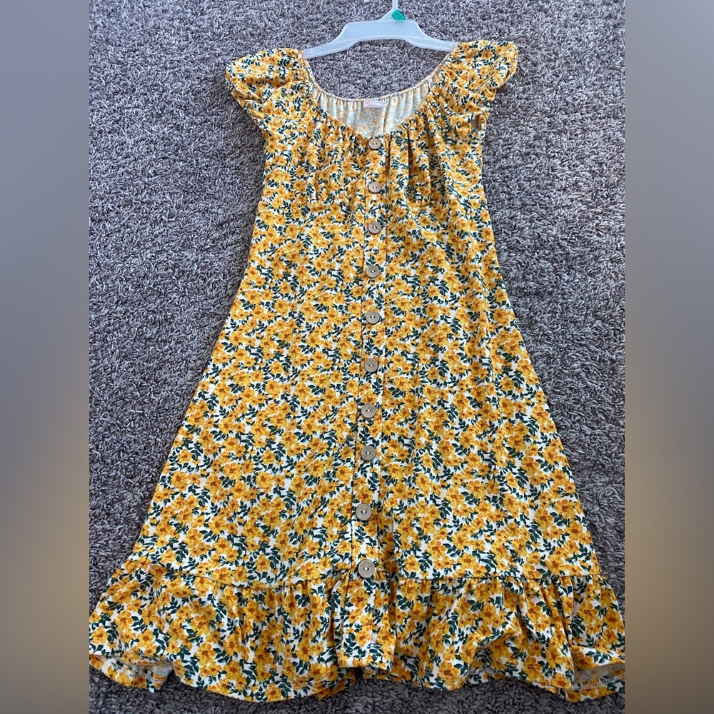 No Boundaries Gold and Blue Ruffled Sundress